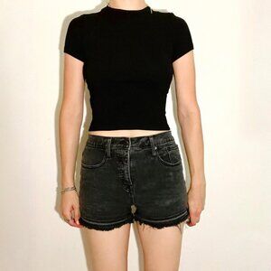 Madewell distressed washed black jean shorts